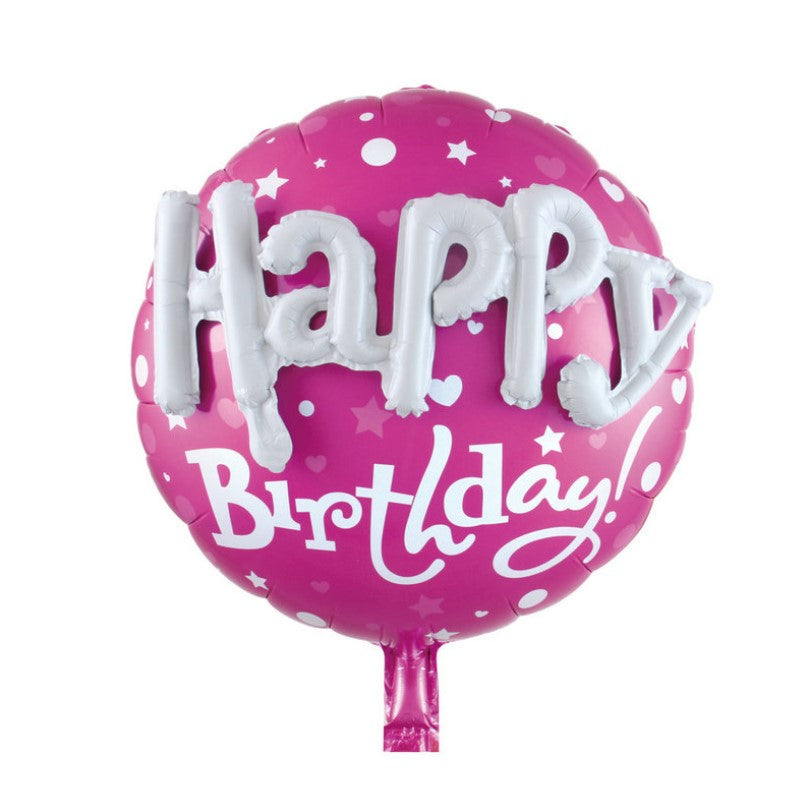 Pink Round foil Balloons with HAPPY b-day - 60cm