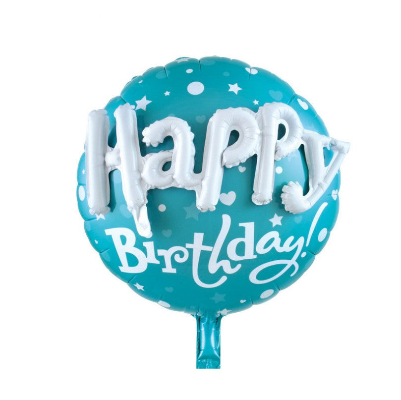 Blue Round foil Balloons with HAPPY b-day - 60cm