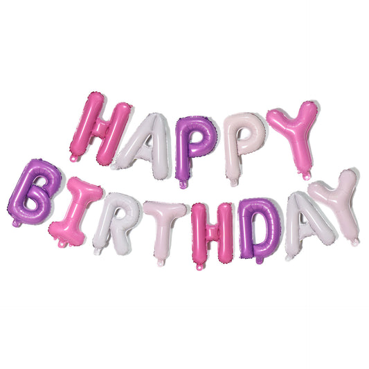 Happy Birthday Pink and Purple Script Mylar Balloon
